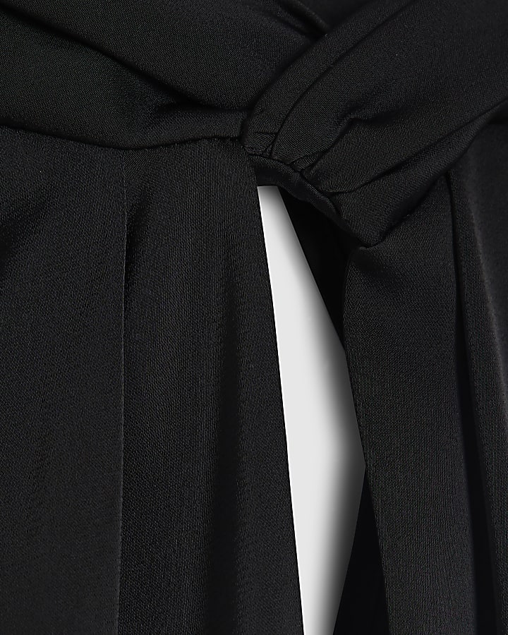 Black Long Sleeve Twist Detail Blouse