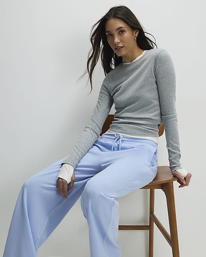 Blue Wide Leg Joggers