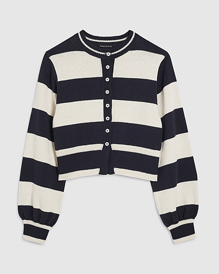 Navy Striped Cardigan