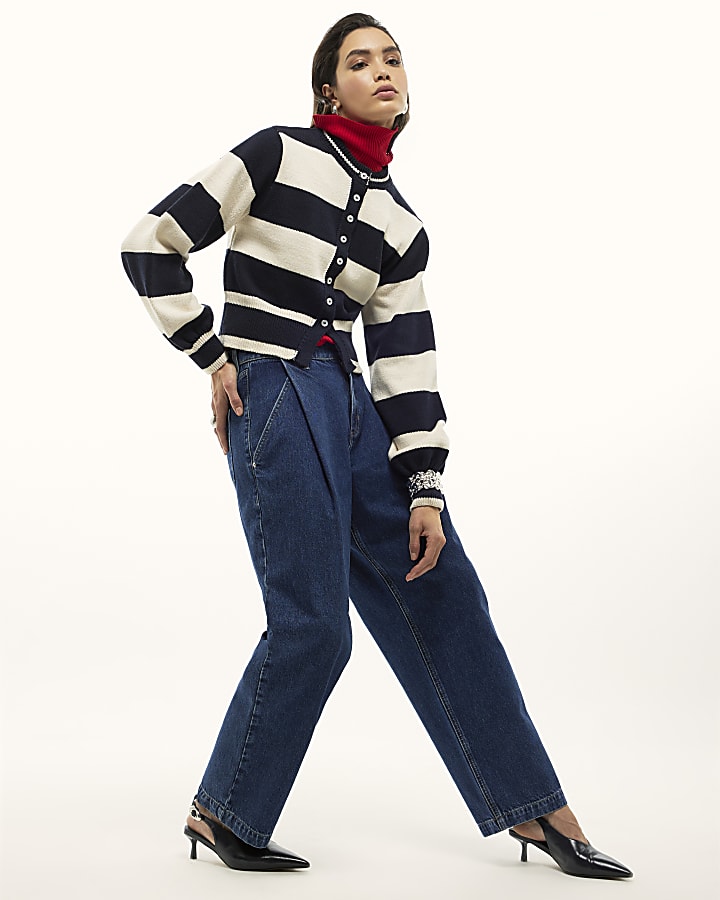 Navy Striped Cardigan