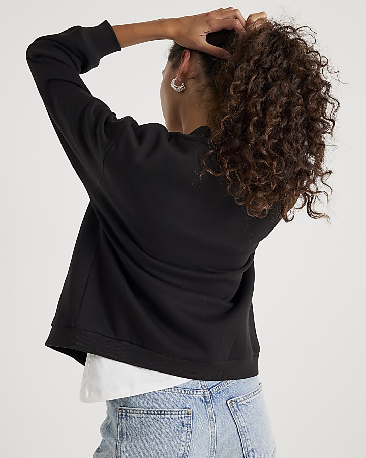 Black Long Sleeve Jersey Cardigan