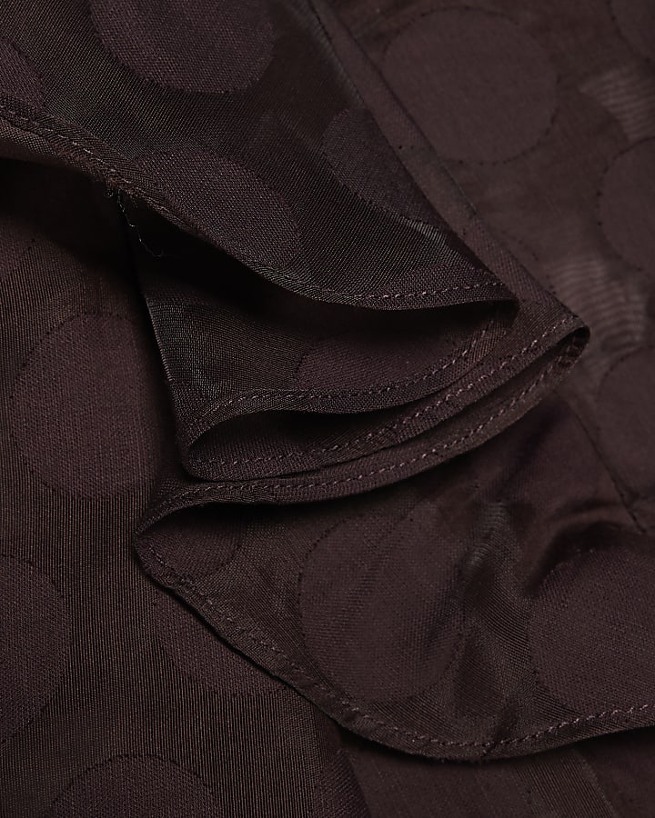 Brown Spot Pussybow Blouse