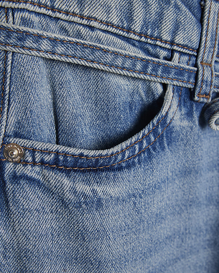 Blue Tie Detail Wide Leg Jeans