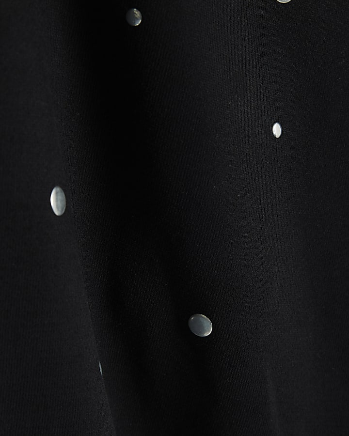 Black Long Sleeve Studded Sweatshirt