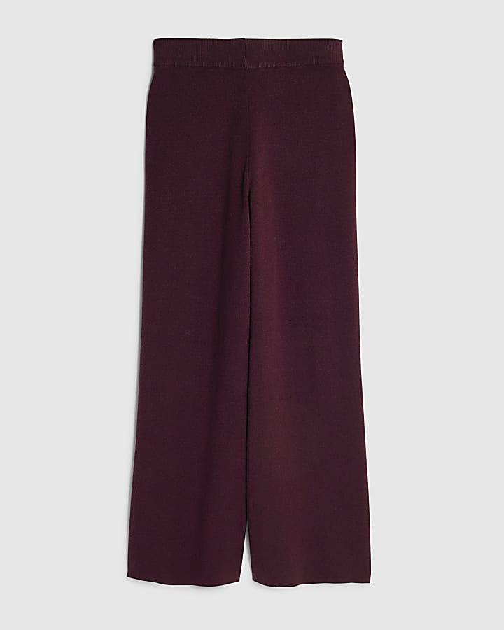 Red Knitted Wide Leg Trousers