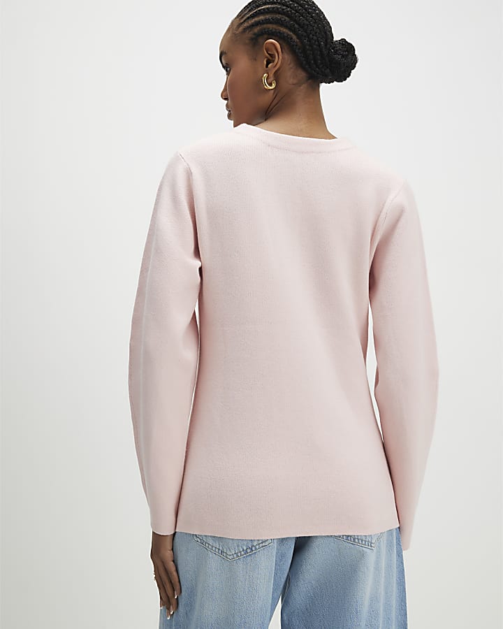 Pink Long Sleeve Structured Cardigan