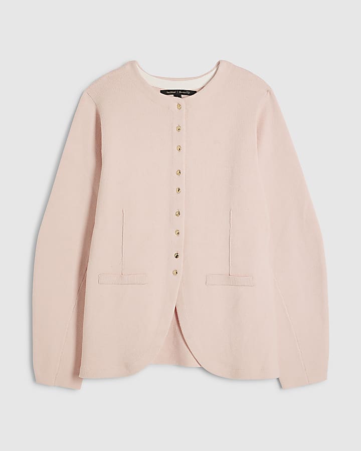 Pink Long Sleeve Structured Cardigan