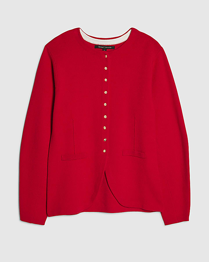Red Longline Structured Cardigan