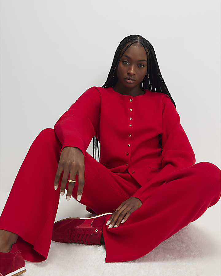 Red Longline Structured Cardigan