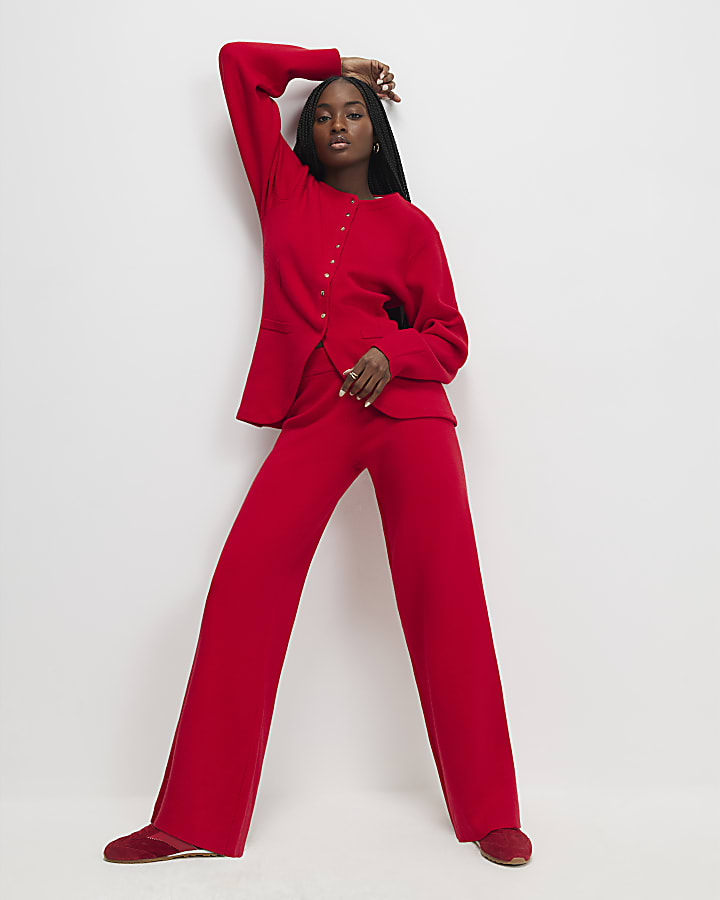 Red Longline Structured Cardigan