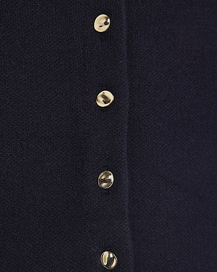 Navy Knitted Long Sleeve Structured Cardigan