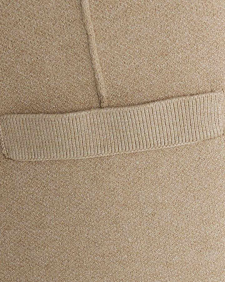 Beige Knitted Long Sleeve Structured Cardigan