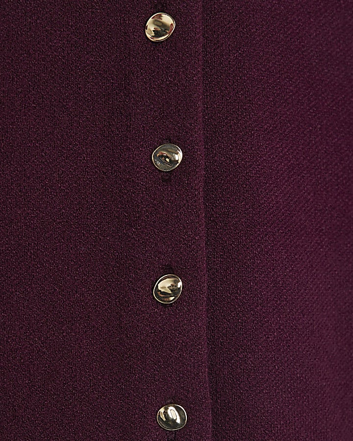 Red Knit Long Sleeve Structured Cardigan