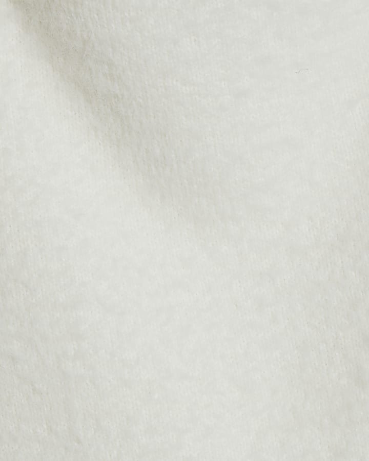 White Long Sleeve Asymmetric Fluffy Top