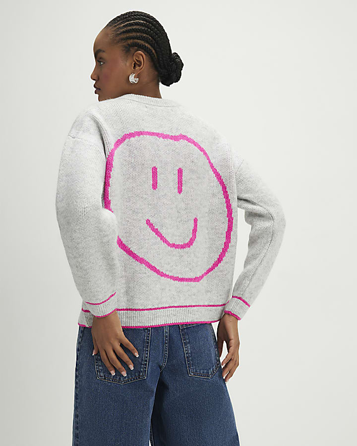 Grey Happy Heart Cardigan