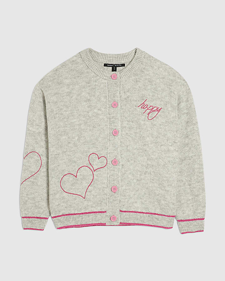 Grey Happy Heart Cardigan