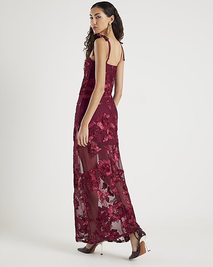 Red Sleeveless Cornelli Maxi Dress