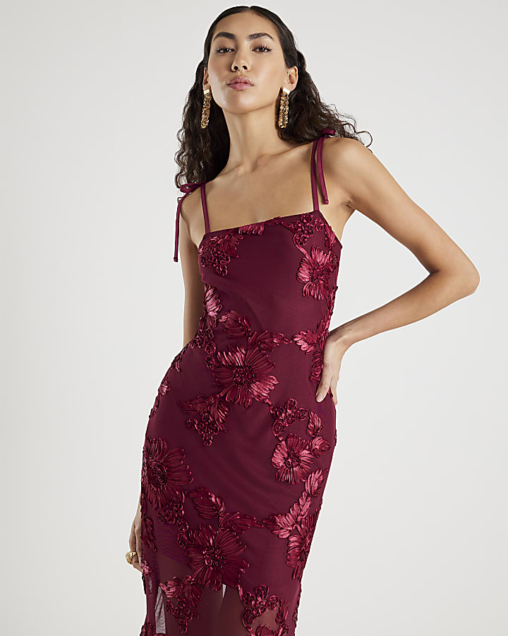 Red Sleeveless Cornelli Maxi Dress