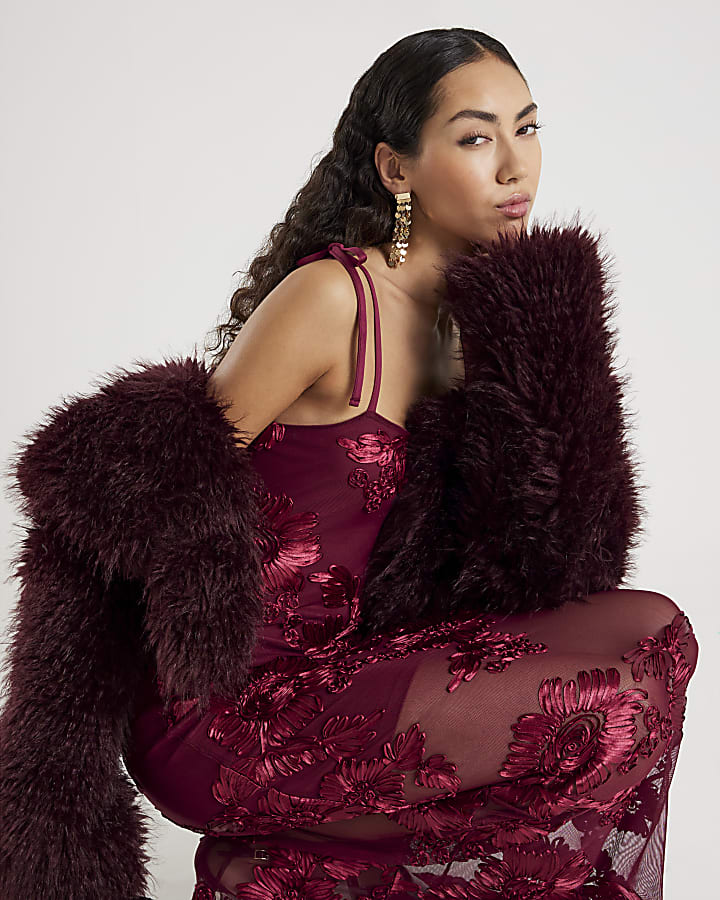 Red Sleeveless Cornelli Maxi Dress