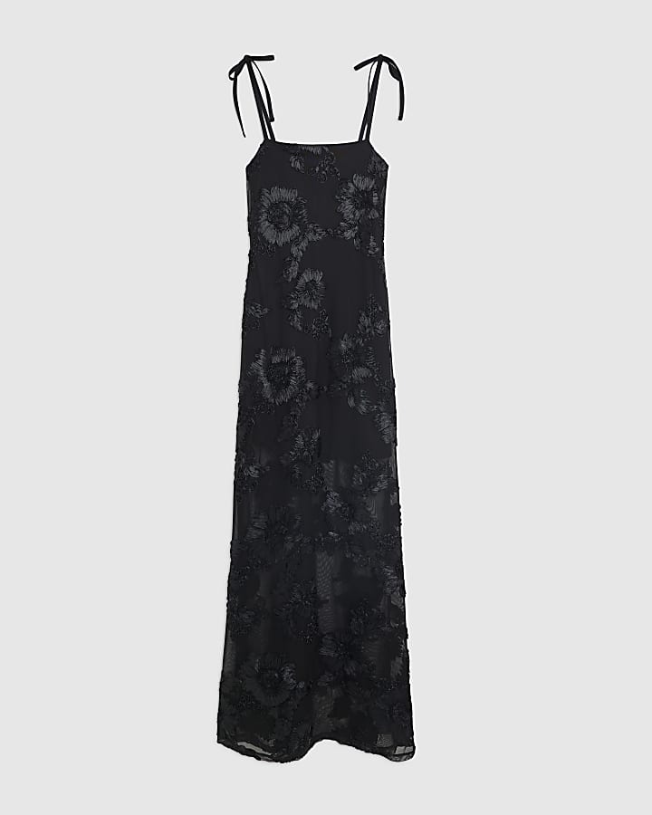 Black Sleeveless Cornelli Maxi Dress