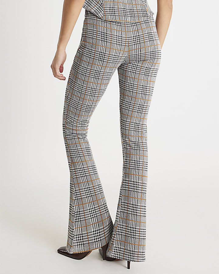 Grey Check Kickflare Trousers