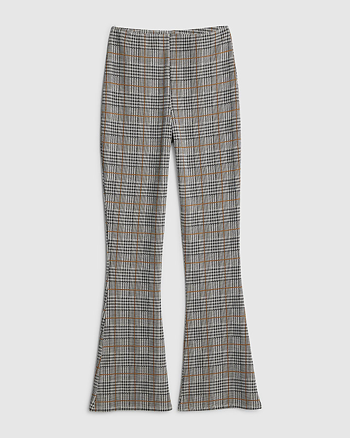 Grey Check Kickflare Trousers