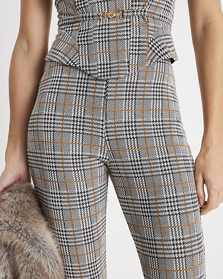 Grey Check Kickflare Trousers