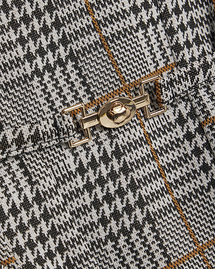 Grey Check Trim Corset Top