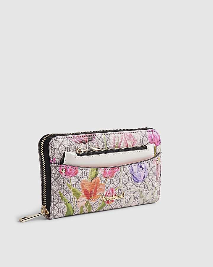 Pink Monogram Floral Pocket Front Purse