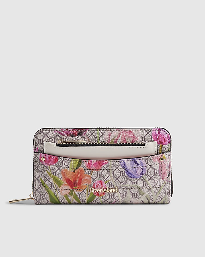 Pink Monogram Floral Pocket Front Purse