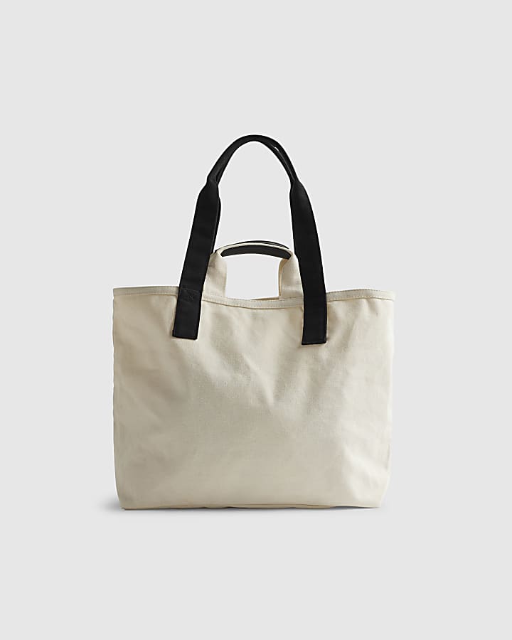 Beige Pocket Front Tote Bag