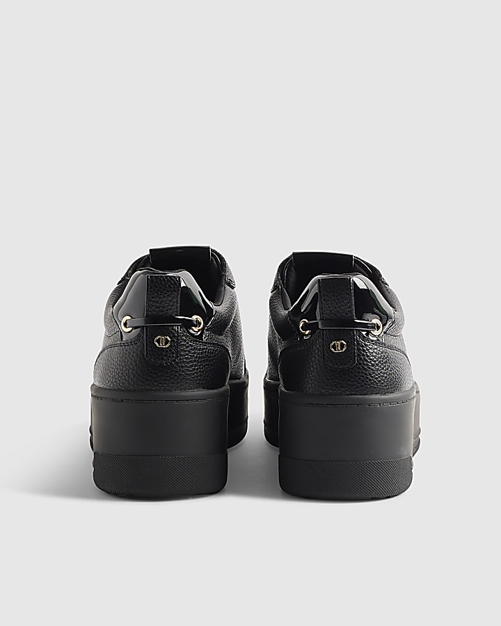 Black Lace Up Flatform Trainers
