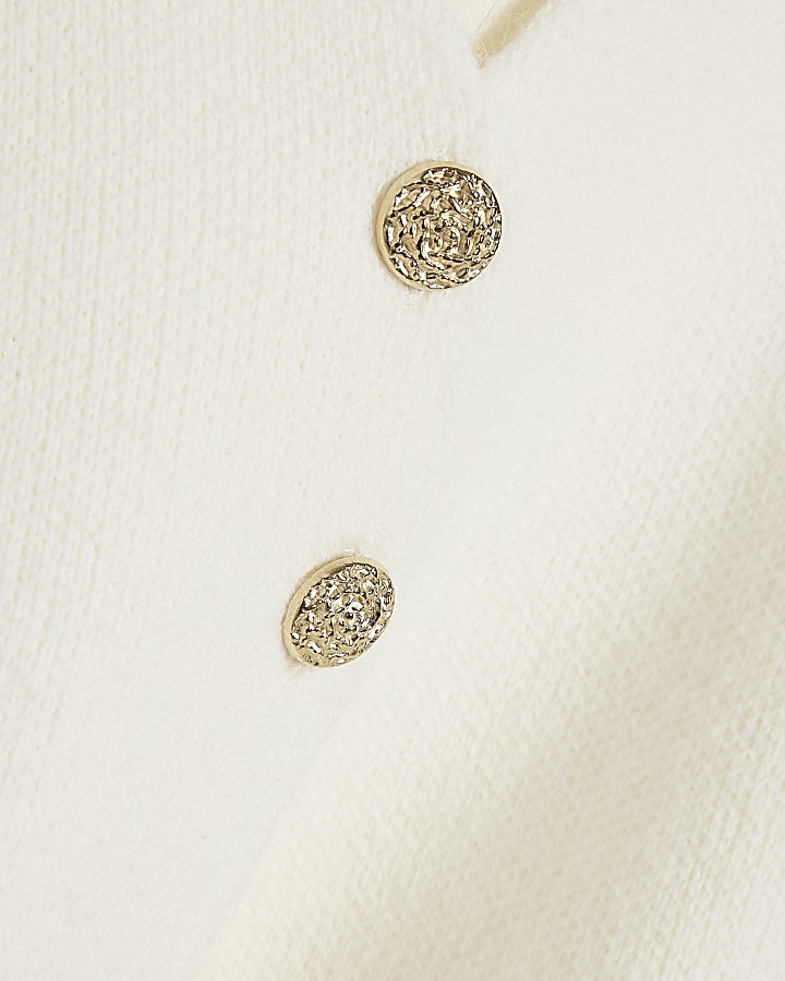 Cream Knitted Button Detail Cardigan