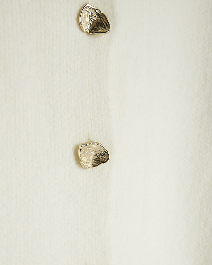 Cream Knitted Button Detail Cardigan