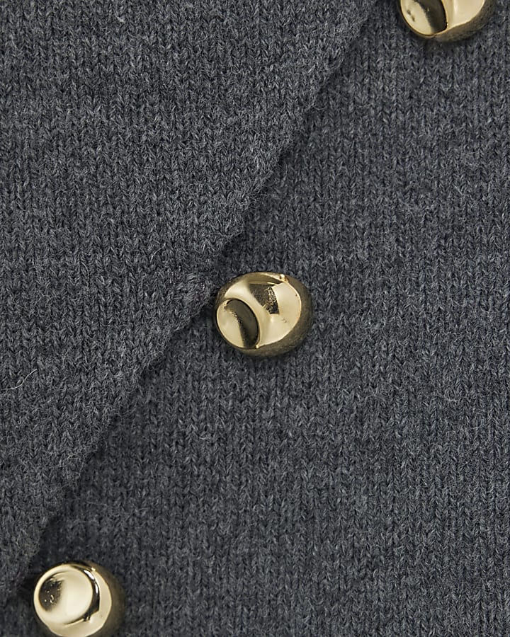 Grey Knitted Asymmetric Waistcoat