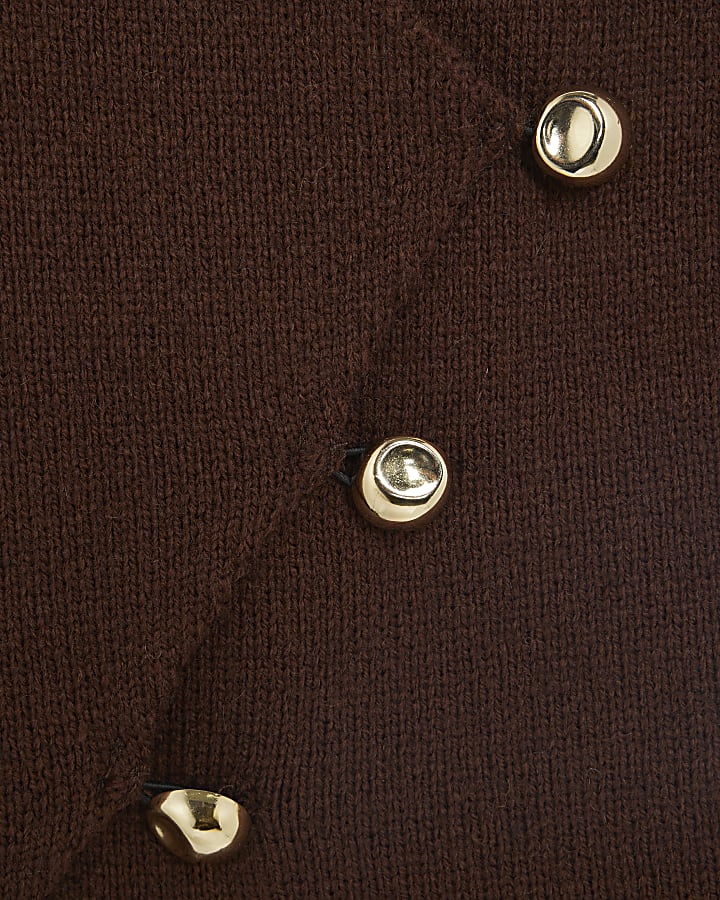 Brown Knitted Asymmetric Waistcoat