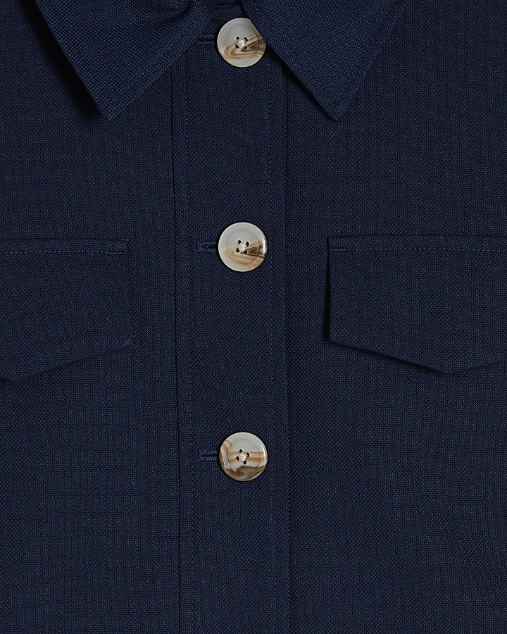 Navy Short Sleeve Cropped Jacket