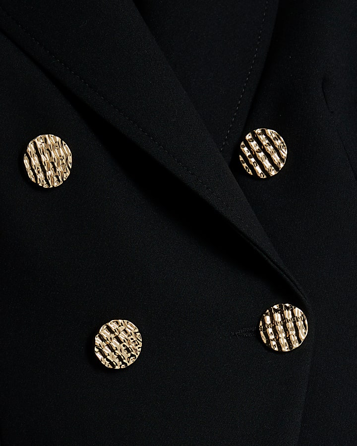 Black Double Breasted Military Blazer