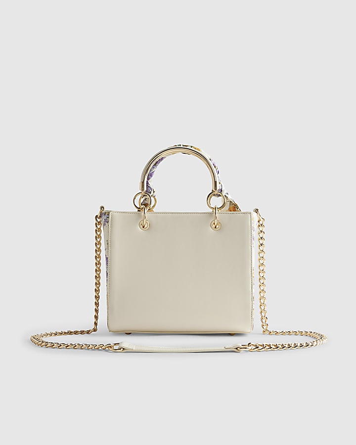 Cream Floral Tote Bag