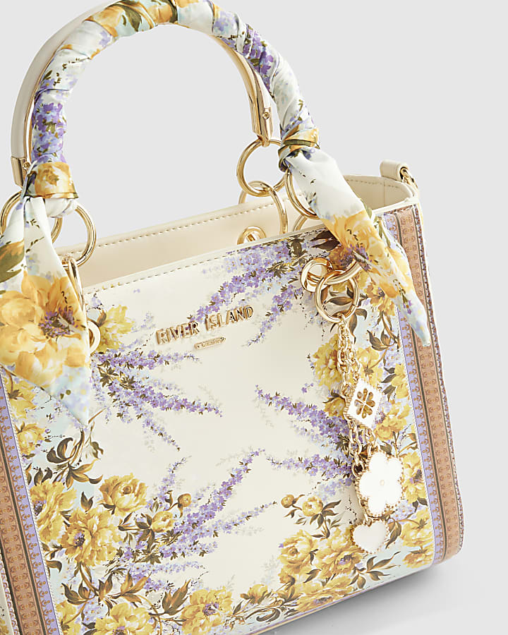 Cream Floral Tote Bag