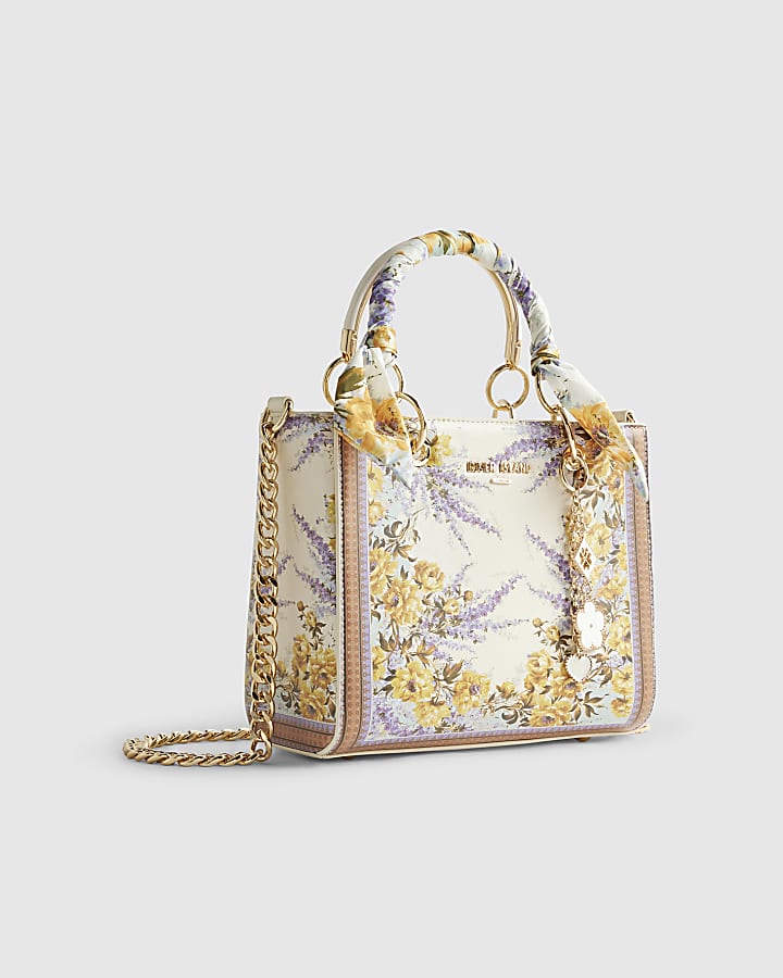Cream Floral Tote Bag