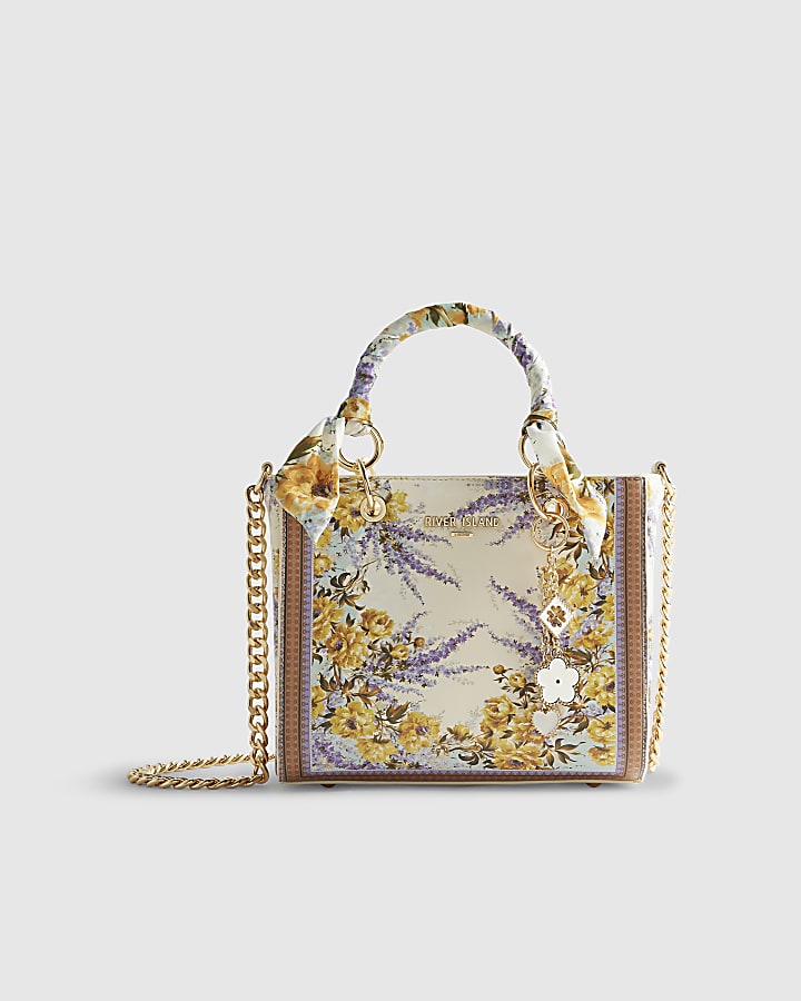 Cream Floral Tote Bag