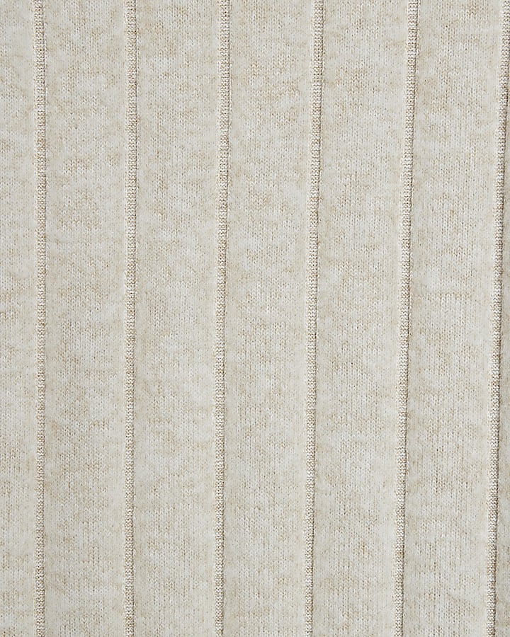 Cream Wide Ribbed Trousers