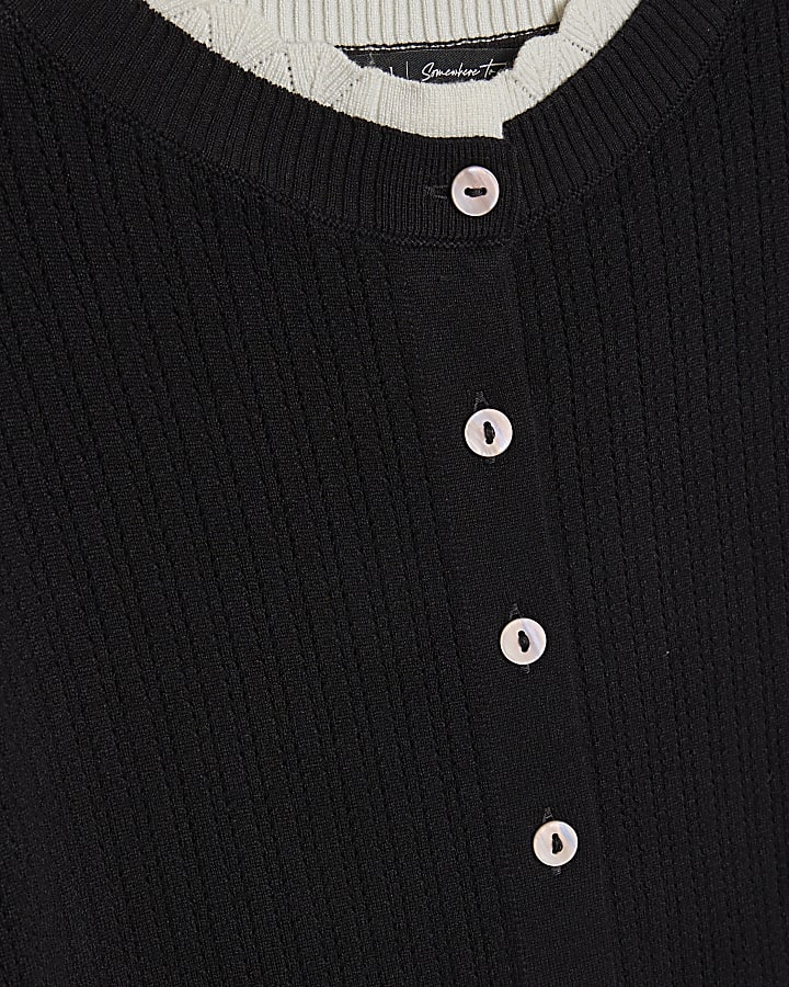 Black Scallop Trim Cardigan