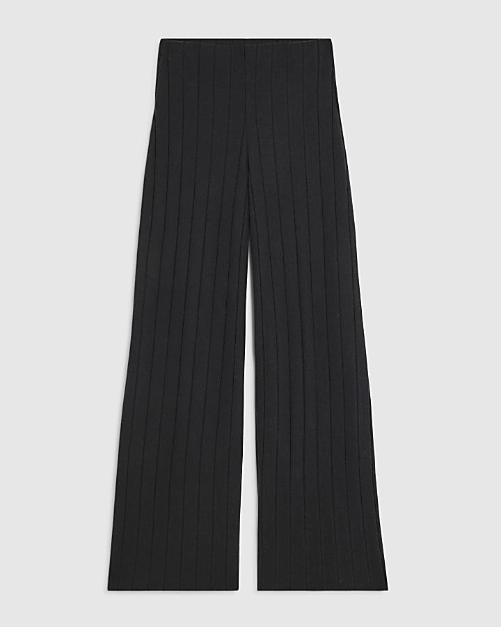 Black Cosy Wide Ribbed Trousers