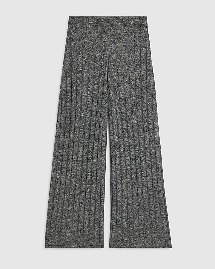 Grey Cosy Wide Ribbed Trousers