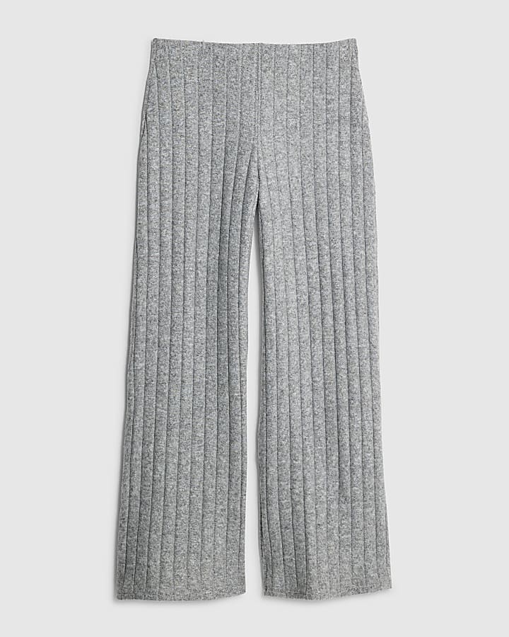 Grey Cosy Wide Ribbed Trousers