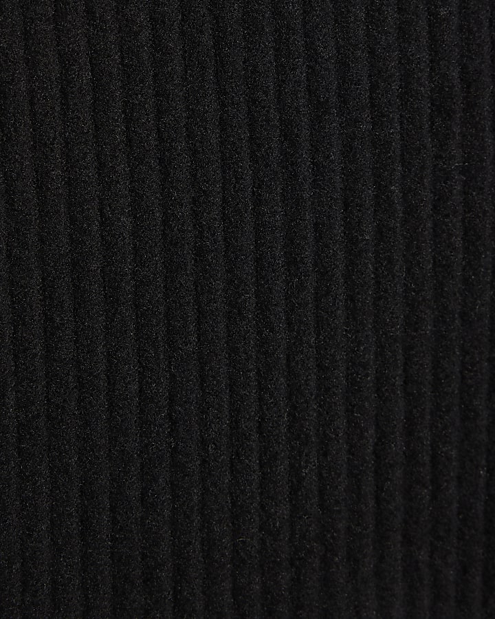 Black Ribbed Wide Leg Trousers