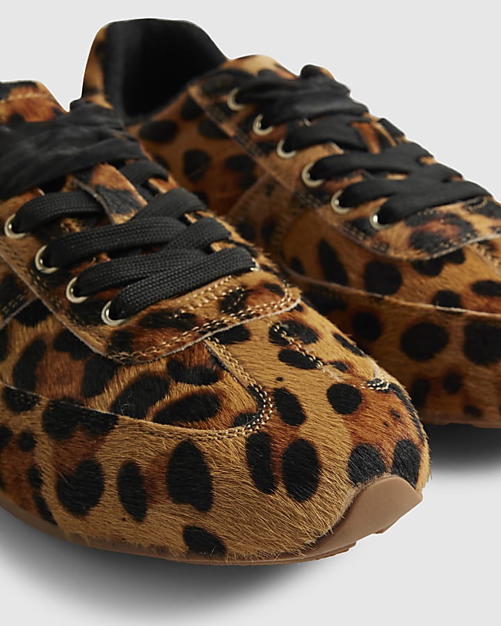 Brown Animal Print Suede Trainer