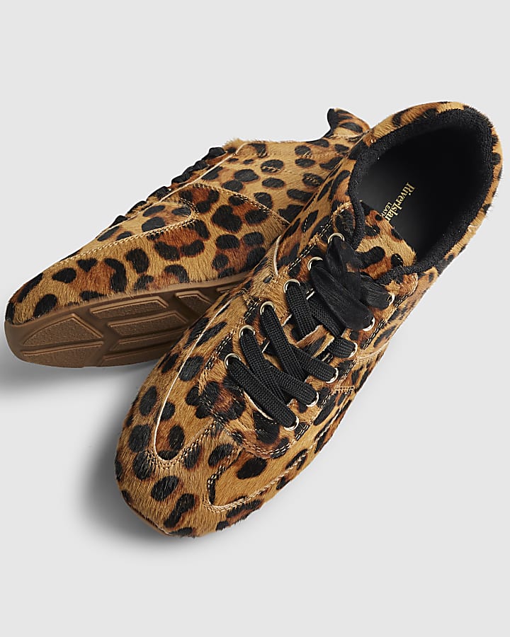 Brown Animal Print Suede Trainer